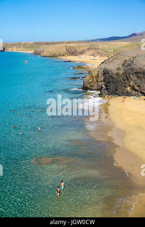 Playa de la Cera, l'une des 6 plages de Papagayo à Punta Papagayo, le Monumento natural de los Ajaches, Playa Blanca, Lanzarote, Canaries, l'Europe Banque D'Images