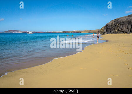 Playa de la Cera, l'une des 6 plages de Papagayo à Punta Papagayo, le Monumento natural de los Ajaches, Playa Blanca, Lanzarote, Canaries, l'Europe Banque D'Images