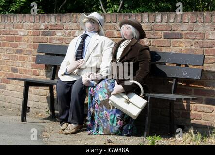 Marionnettes en pays de Monferrato, Piémont, Italie, vieux couple Banque D'Images