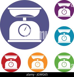 Balances de cuisine icons set Illustration de Vecteur