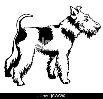 Portrait de décoration de l'article profil de chien Fox Terrier, vector illustration en couleur noir isolé sur fond blanc Illustration de Vecteur