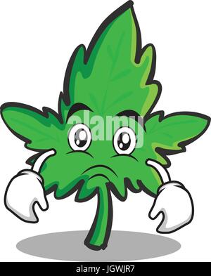 Cartoon caractères marijuana visage triste Illustration de Vecteur