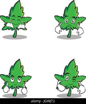 Caractère de la marijuana set style cartoon Illustration de Vecteur