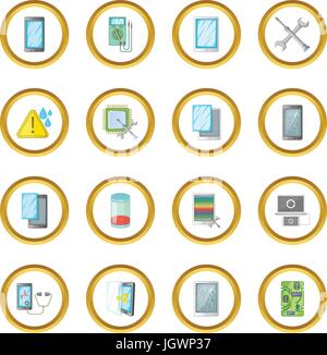 Téléphones cassés cercle icônes fix Illustration de Vecteur
