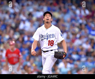 Los Angeles, Californie, USA. 27 Juin, 2017. Kenta Maeda (MLB) Dodgers : lanceur partant des Dodgers de Los Angeles, Kenta Maeda au cours de la Major League Baseball match contre les Los Angeles Angels of Anaheim au Dodger Stadium à Los Angeles, California, United States . Credit : AFLO/Alamy Live News Banque D'Images