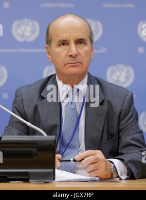 Organisation des Nations Unies, New York, USA, 11 juillet 2017 - Jose Maria Figueres, ancien Président du Costa Rica et coprésident de la Commission de l'océan mondial Conférence de presse sur la Biodiversité Marine aujourd'hui au siège des Nations Unies à New York. Photo : Luiz Rampelotto/EuropaNewswire dans le monde d'utilisation | Banque D'Images