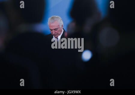 Le Brésil. 11 juillet, 2017. BrasÃ-Lia, 11/07/2017 - Michel Temer, Presidente da Republica, durante Lançamento do Programa Nacional de¡FundiÃ RegularizaçÃ£o ria. Bruno Spada/Tripé Fotografia (crédit Image : © TripeFoto via ZUMA Press) Banque D'Images