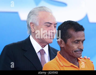 Le Brésil. 11 juillet, 2017. BrasÃ-Lia, 11/07/2017 - Michel Temer, Presidente da Republica, durante Lançamento do Programa Nacional de¡FundiÃ RegularizaçÃ£o ria. Bruno Spada/Tripé Fotografia (crédit Image : © TripeFoto via ZUMA Press) Banque D'Images