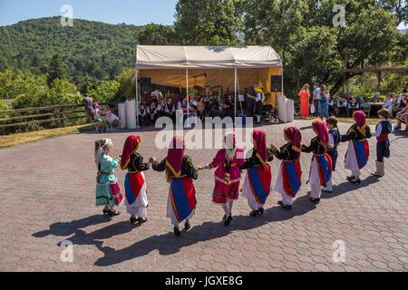 Greek-American filles et garçons, Greek Folk Dancers, danse, danse grecque, Marin Festival Grec, ville de Novato, comté de Marin, en Californie Banque D'Images