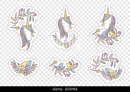 Rainbow Unicorn - modèle filles autocollants Illustration de Vecteur