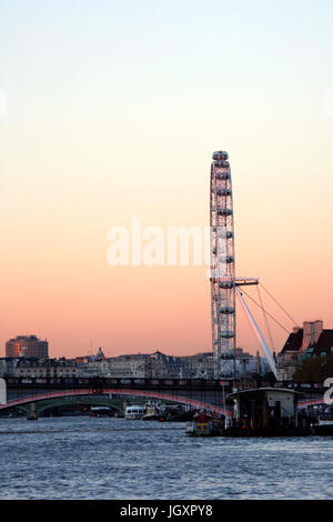 Londres, Royaume-Uni - 19 novembre 2013 : vue sur le London Eye, une célèbre attraction touristique à une hauteur de 135 mètres (443 ft) et la plus grande roue de Ferris dans Banque D'Images