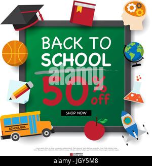 Retour à l'école modèle de conception Retour à l'école,shopping,brochure Vector EPS10 Illustration de Vecteur
