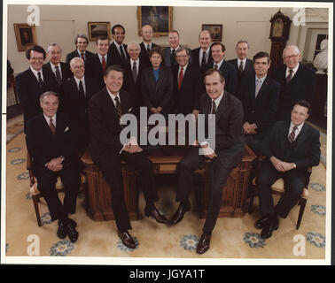 1981 Cabinet présidentiel, Photo de classe, le président Ronald Reagan, White House Banque D'Images