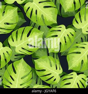 Motif feuilles de palmier tropical Monstera Illustration de Vecteur