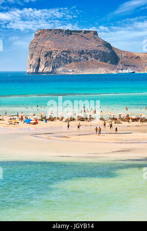 Plage de Balos, péninsule de Gramvousa, Crète, île grecque, grèce Banque D'Images