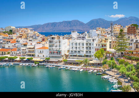 Lac Voulismeni, Agios Nikolaos, Crète, Grèce Banque D'Images