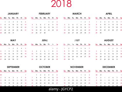 Le calendrier 2018 Illustration de Vecteur