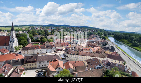 La ville de Melk et le Danube ville rivière églises Banque D'Images