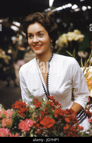 Lee Meriwether, Miss America, à Lima, Pérou, 1954 Banque D'Images