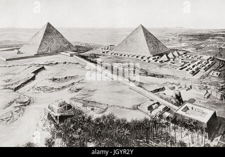 Les pyramides de Gizeh, en Egypte. L'histoire de Hutchinson de l'ONU, publié en 1915. Banque D'Images