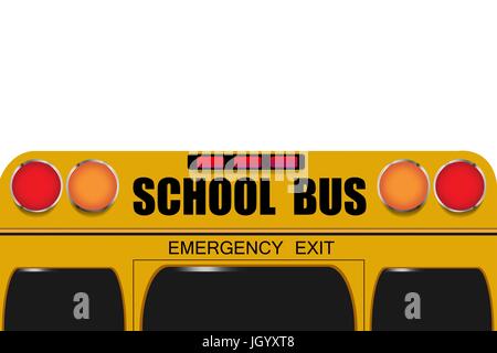 Retour de l'autobus scolaire isolé sur le fond blanc. Place gratuite pour votre texte est sur le côté supérieur du vecteur. Illustration de Vecteur