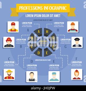 Infographie - Professions concept, style plat Illustration de Vecteur