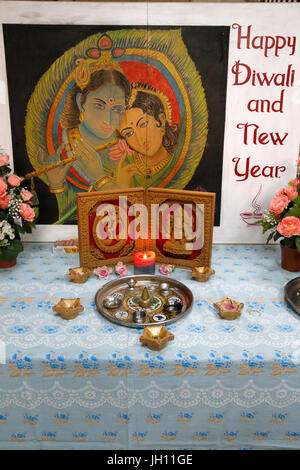 Shree Ram Mandir, Leicester. Fête de Diwali. United Kingdom. Banque D'Images