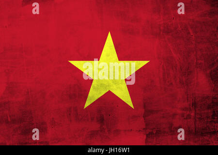 Grunge Vietnam Drapeau sur mur de béton. Banque D'Images