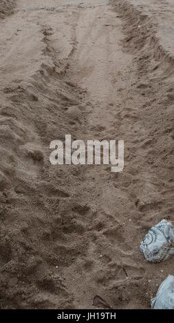 L'érosion des sédiments de plage de Pattaya Chonburi Thailande Mousson Hazardfrom Golfe de Thaïlande Juillet 2017 Banque D'Images