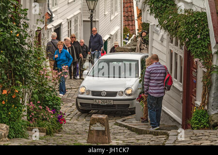 Voiture bloquée en Norvège STAVANGER Backstreet Banque D'Images