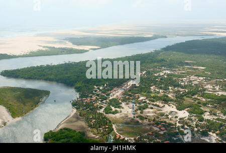 Voir antenne, Lençois Maranhenses, Rio Preguiças, Lumière de la paresse, de la lumière, Mandacaru, la ville de Barreirinhas, Maranhão, Brésil