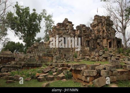 Wat Ek Phnom temple khmer. Le Cambodge. Banque D'Images