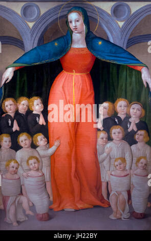 Madonna de l'Innocenti, par Domenico del Michelino, vers 1440, l'Ospedale degli Innocenti, Florence, Toscane, Italie, Europe Banque D'Images