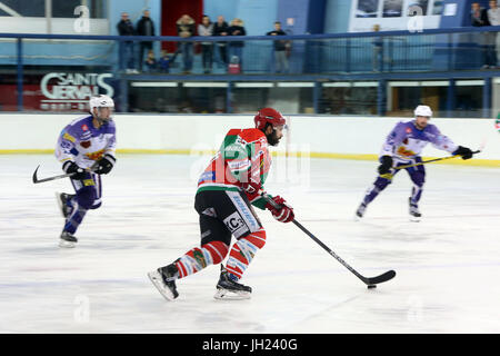 Match de hockey sur glace. Les joueurs en action. La France. Banque D'Images