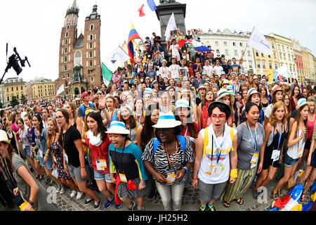 Journée mondiale de la jeunesse. Cracovie. 2016. Les pèlerins. La Pologne. Banque D'Images