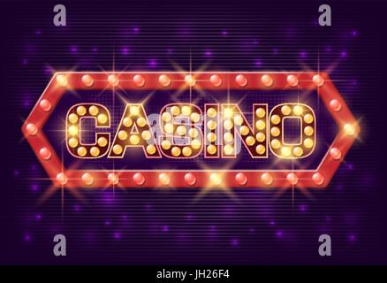 L'affiche de casino de style vintage. Bannière de Casino en ligne pour les lampes de casino, poker, roulette, machines à sous, jeux de cartes. Vector Illustrator. Illustration de Vecteur