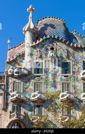Casa Batllo, un bâtiment moderniste par Antoni Gaudi, l'UNESCO, sur le Passeig de Gracia, Barcelone, Catalogne (Catalunya), Espagne Banque D'Images