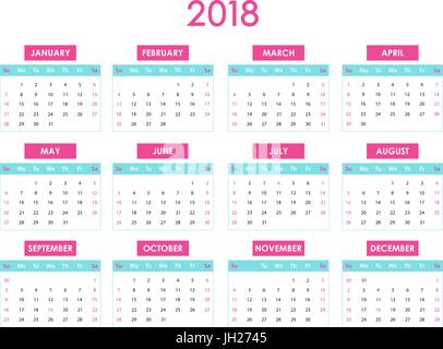 Le calendrier 2018 Illustration de Vecteur
