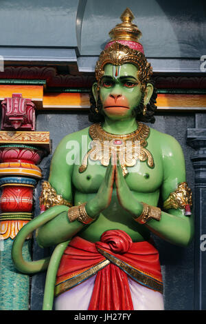 Sri Vadapathira Kaliamman temple hindou. Le dieu hindou Hanuman le Dieu Singe - et héros du Ramayana. Singapour. Banque D'Images