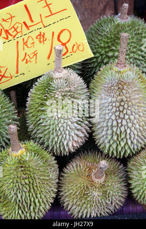 Sur le stand du marché Durians. Singapour. Banque D'Images