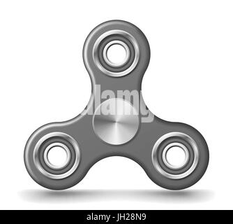 Main réaliste fidget spinner toy - le stress et le soulagement de l'anxiété. Couleur Acier spinner toy. Illustration de Vecteur