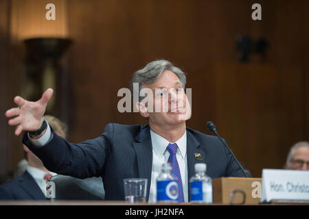 Washington, USA. 12 juillet, 2017. Christopher Wray témoigne à son audience de confirmation du Sénat pour être le prochain directeur du FBI à Washington DC. Patsy Lynch/Alamy Live News Banque D'Images