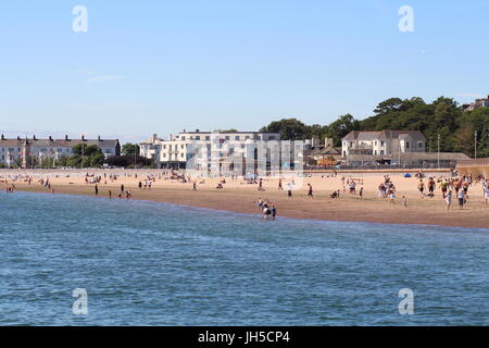 Avis de britsh beach, en bord de mer, maison de vacances, vacances, premier inn resort, le premier inn, l'hotel Banque D'Images