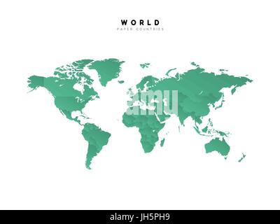 Carte du monde détaillé de couleur vert illustration vectorielles Illustration de Vecteur