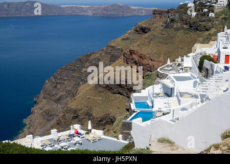 Hôtels kraterrand luxurioese suis von imerovigli, Santorin, Canaries, aegaeis, Griechenland, mittelmeer, europa | hôtels de luxe au bord du cratère de l'im Banque D'Images