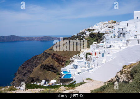 Hôtels kraterrand luxurioese suis von imerovigli, Santorin, Canaries, aegaeis, Griechenland, mittelmeer, europa | hôtels de luxe au bord du cratère de l'im Banque D'Images