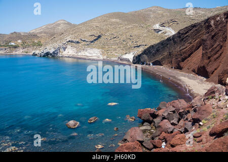 La plage rouge, roter strand oder in francais kokkini paralia bei akrotiri, Santorin, Canaries, aegaeis, Griechenland, mittelmeer, europa | red beach, pa Banque D'Images