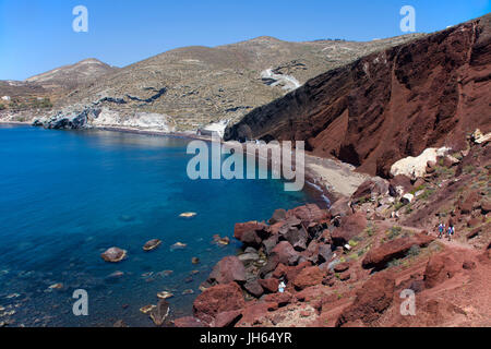 La plage rouge, roter strand oder in francais kokkini paralia bei akrotiri, Santorin, Canaries, aegaeis, Griechenland, mittelmeer, europa | red beach, pa Banque D'Images