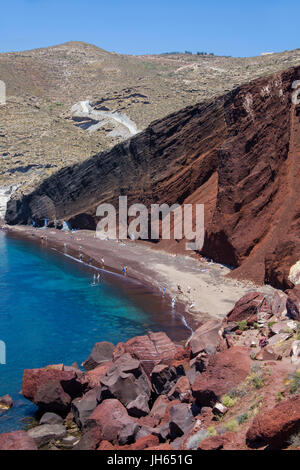 La plage rouge, roter strand oder in francais kokkini paralia bei akrotiri, Santorin, Canaries, aegaeis, Griechenland, mittelmeer, europa | red beach, pa Banque D'Images