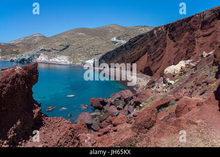 La plage rouge, roter strand oder in francais kokkini paralia bei akrotiri, Santorin, Canaries, aegaeis, Griechenland, mittelmeer, europa | red beach, pa Banque D'Images